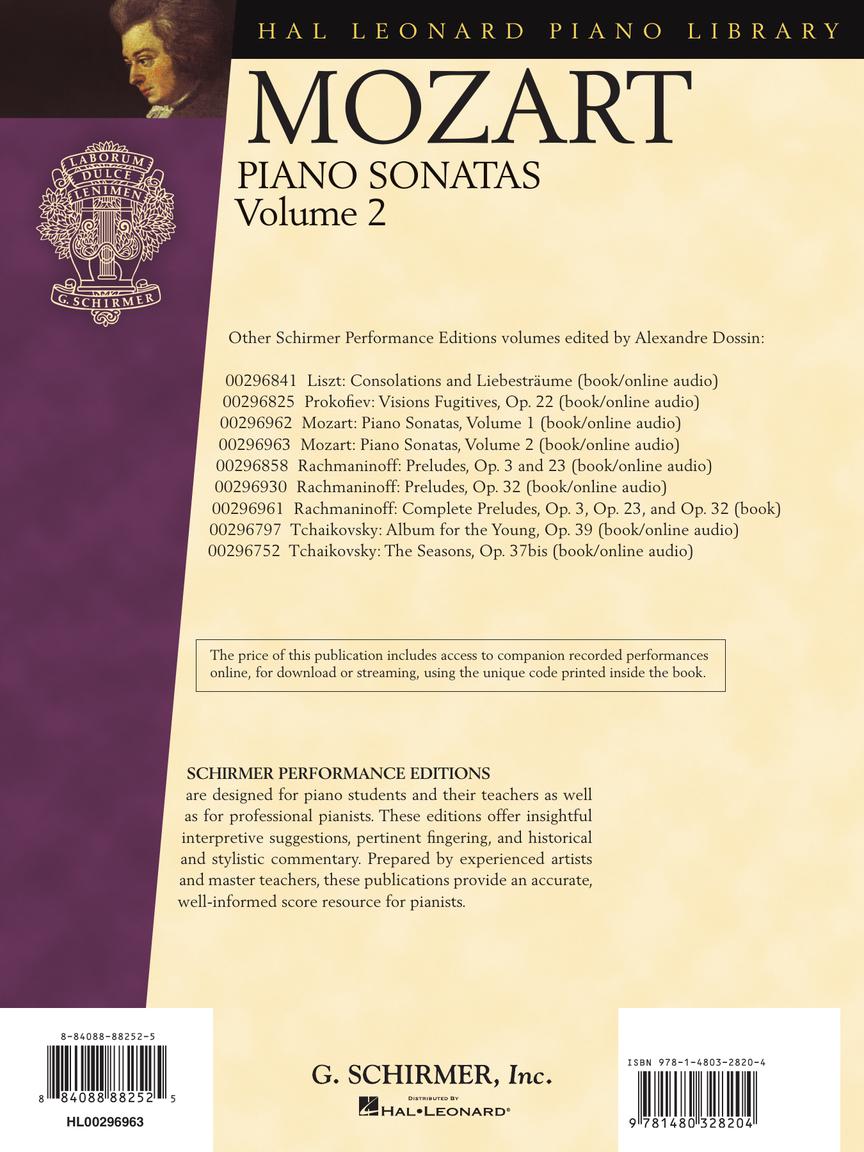 Mozart: Piano Sonatas, Volume 2 – Schirmer Performance Editions