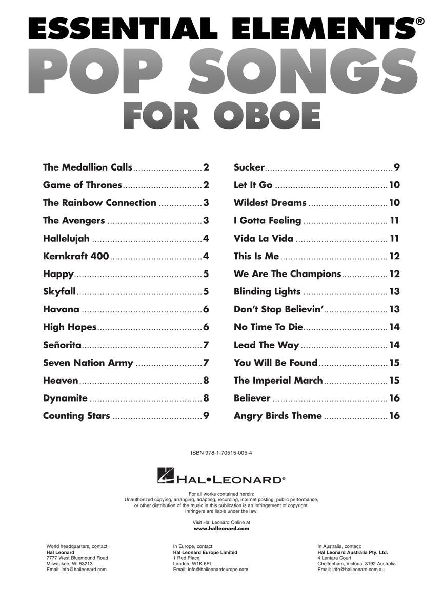 Essential Elements Pop Songs for Oboe