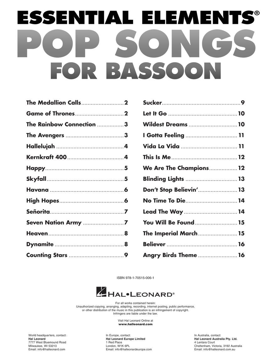 Essential Elements Pop Songs for Bassoon