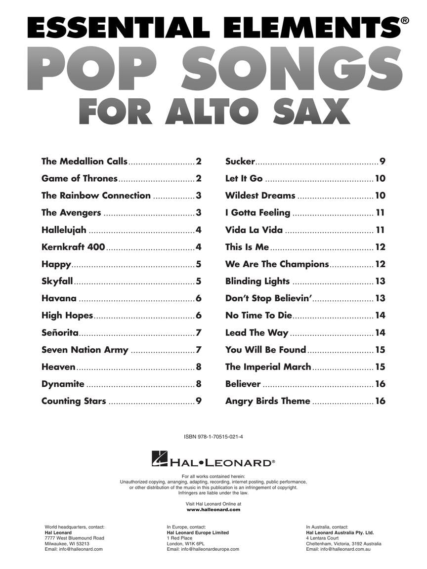 Essential Elements Pop Songs for Alto Saxophone