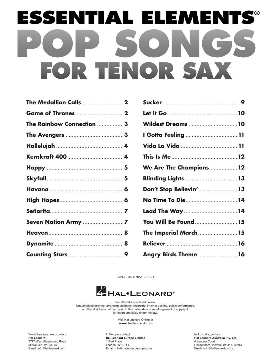 Essential Elements Pop Songs for Tenor Saxophone