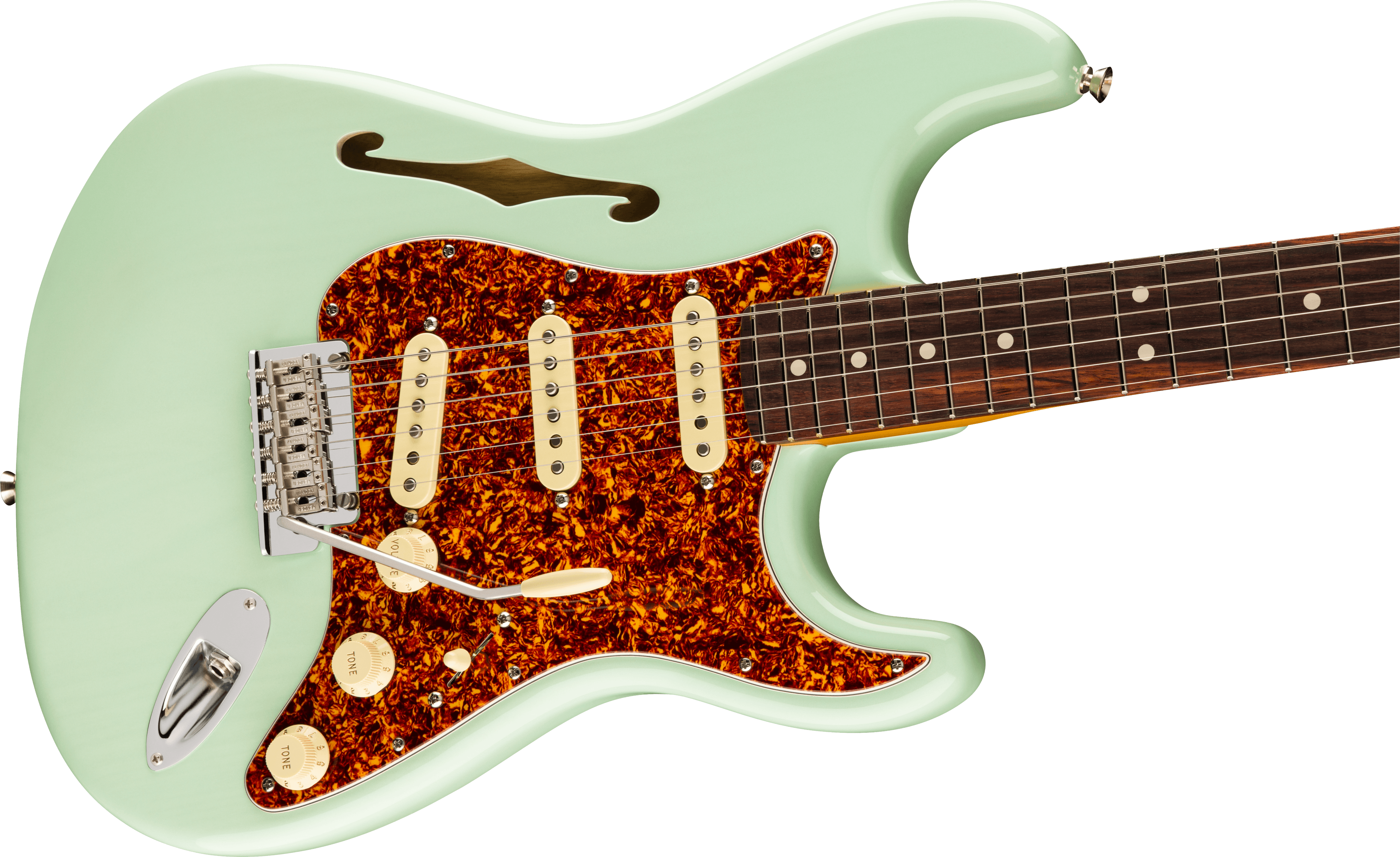 Fender American Professional II Stratocaster® Thinline, Rosewood Fingerboard, Transparent Surf Green