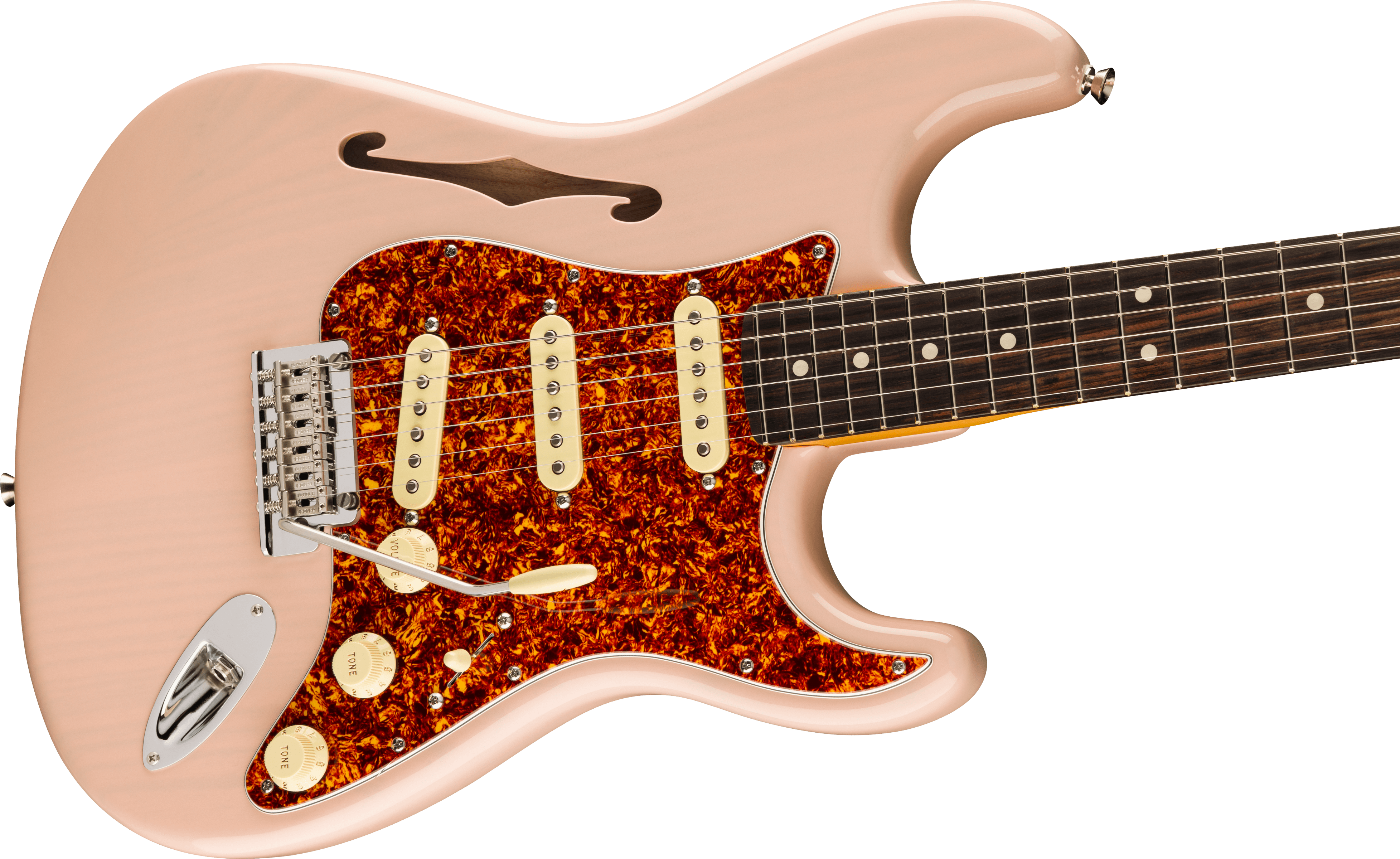 Fender American Professional II Stratocaster® Thinline, Rosewood Fingerboard, Transparent Shell Pink