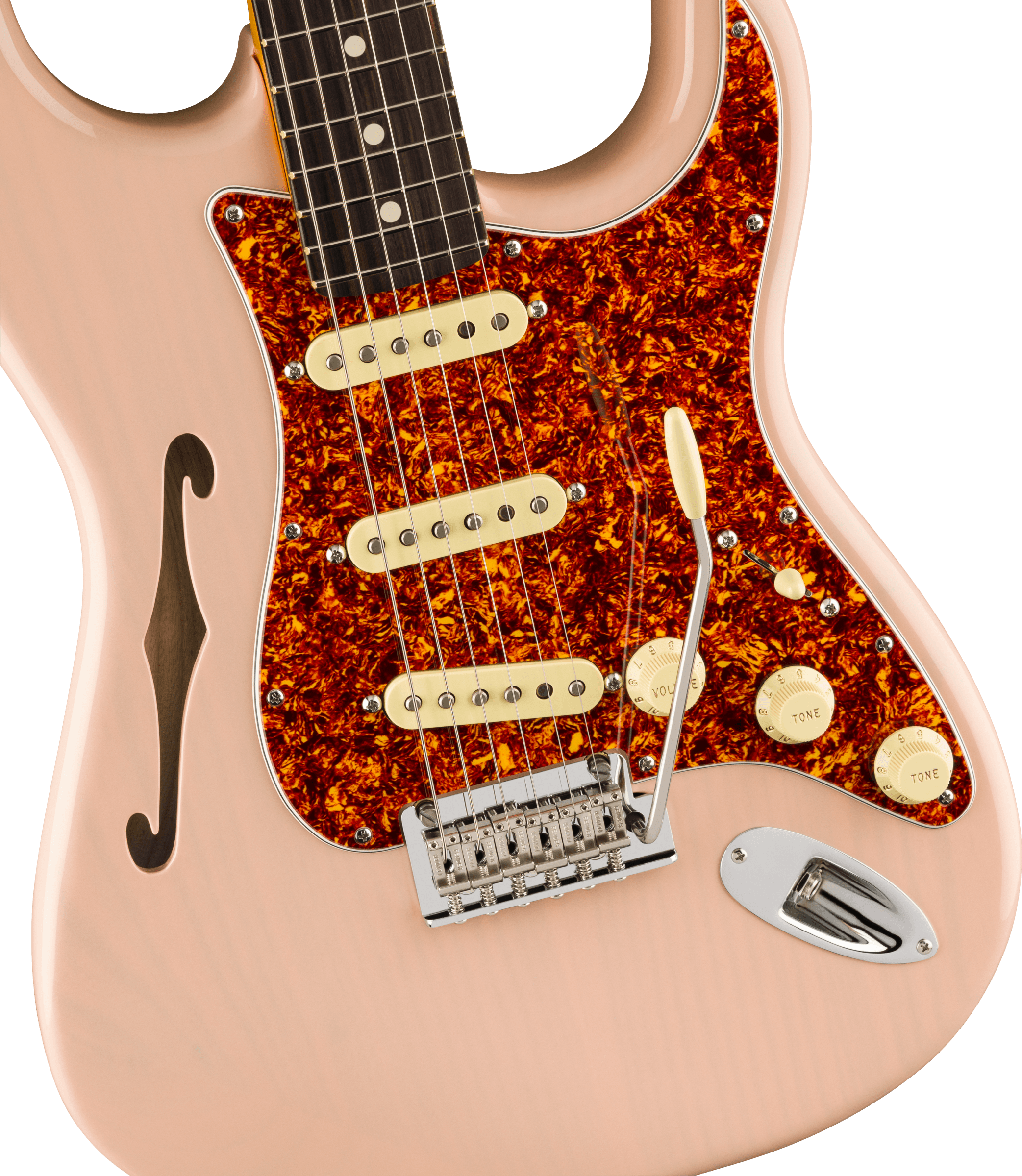 Fender American Professional II Stratocaster® Thinline, Rosewood Fingerboard, Transparent Shell Pink