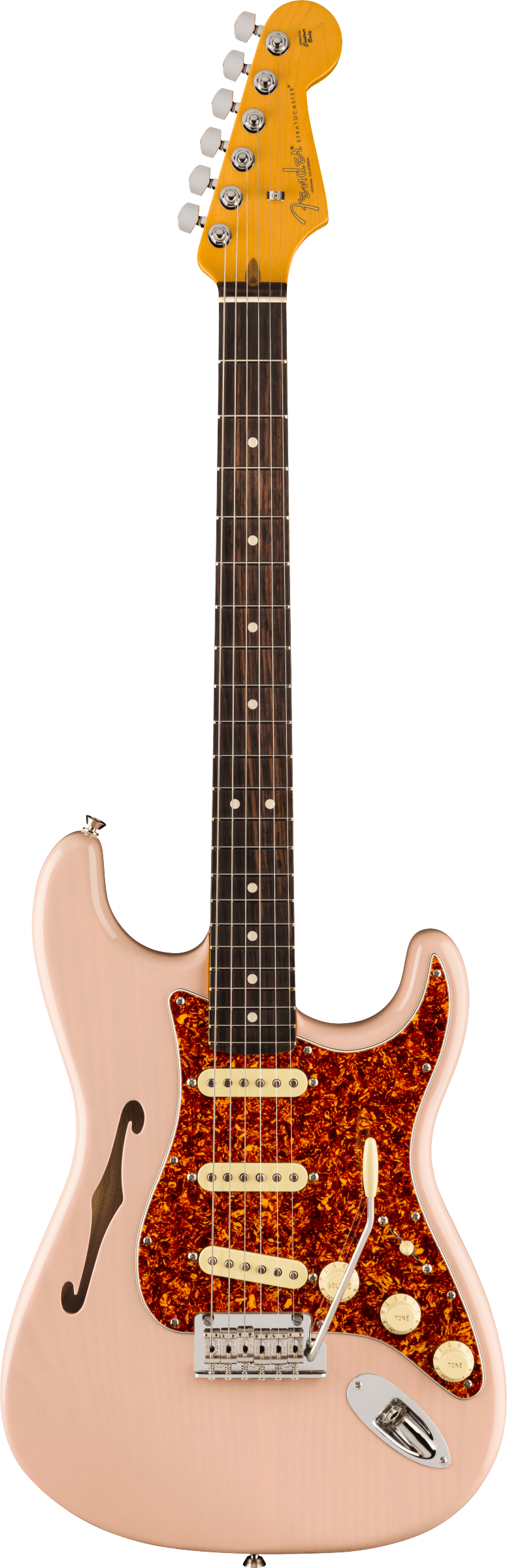 Fender American Professional II Stratocaster® Thinline, Rosewood Fingerboard, Transparent Shell Pink