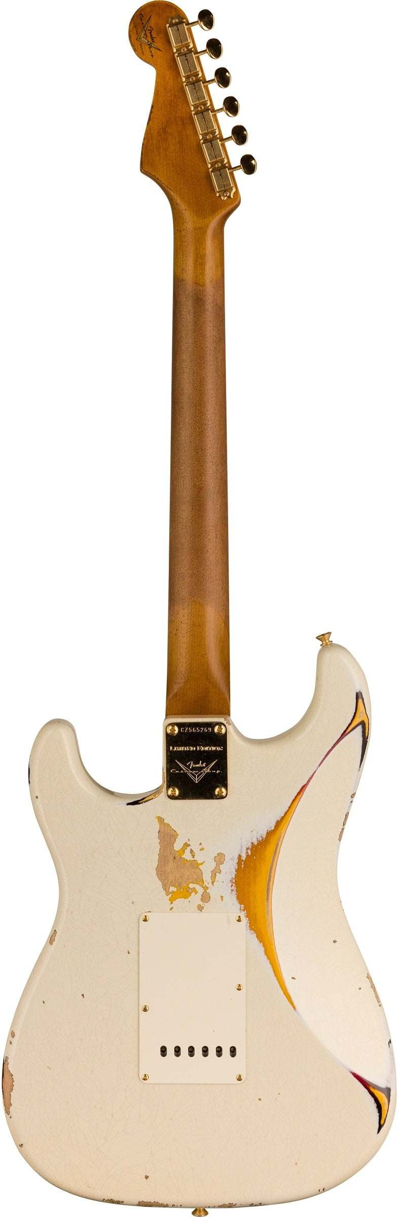 FENDER LIMITED EDITION '62 STRAT® - HEAVY RELIC® WITH GOLD CLOSET CLASSIC HARDWARE, AGED OLYMPIC WHITE OVER 3-COLOR SUNBURST