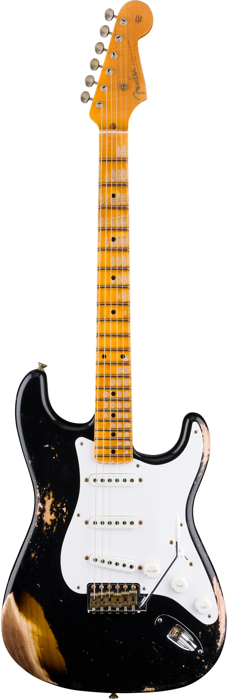 #27 Limited Edition 70th Anniversary 1954 Stratocaster® Heavy Relic®, 1-Piece Quartersawn 2A Flame Maple Neck, Aged Black over 2-Color Sunburst