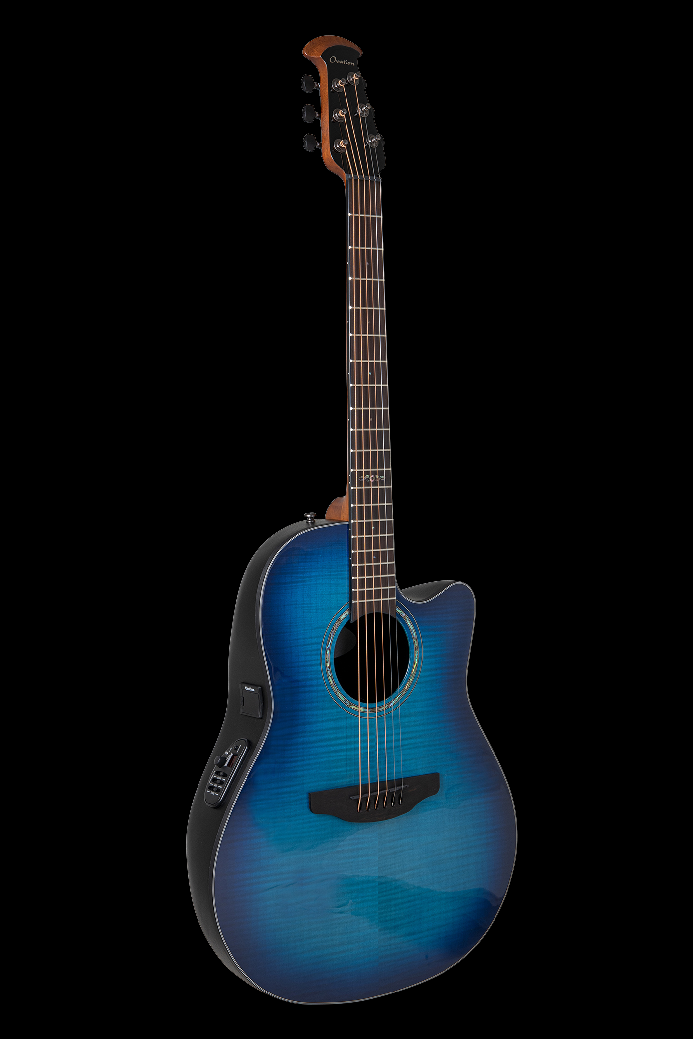 Ovation E-Acoustic Guitar Celebrity Standard Plus Mid Cutaway, Blue Flamed Maple