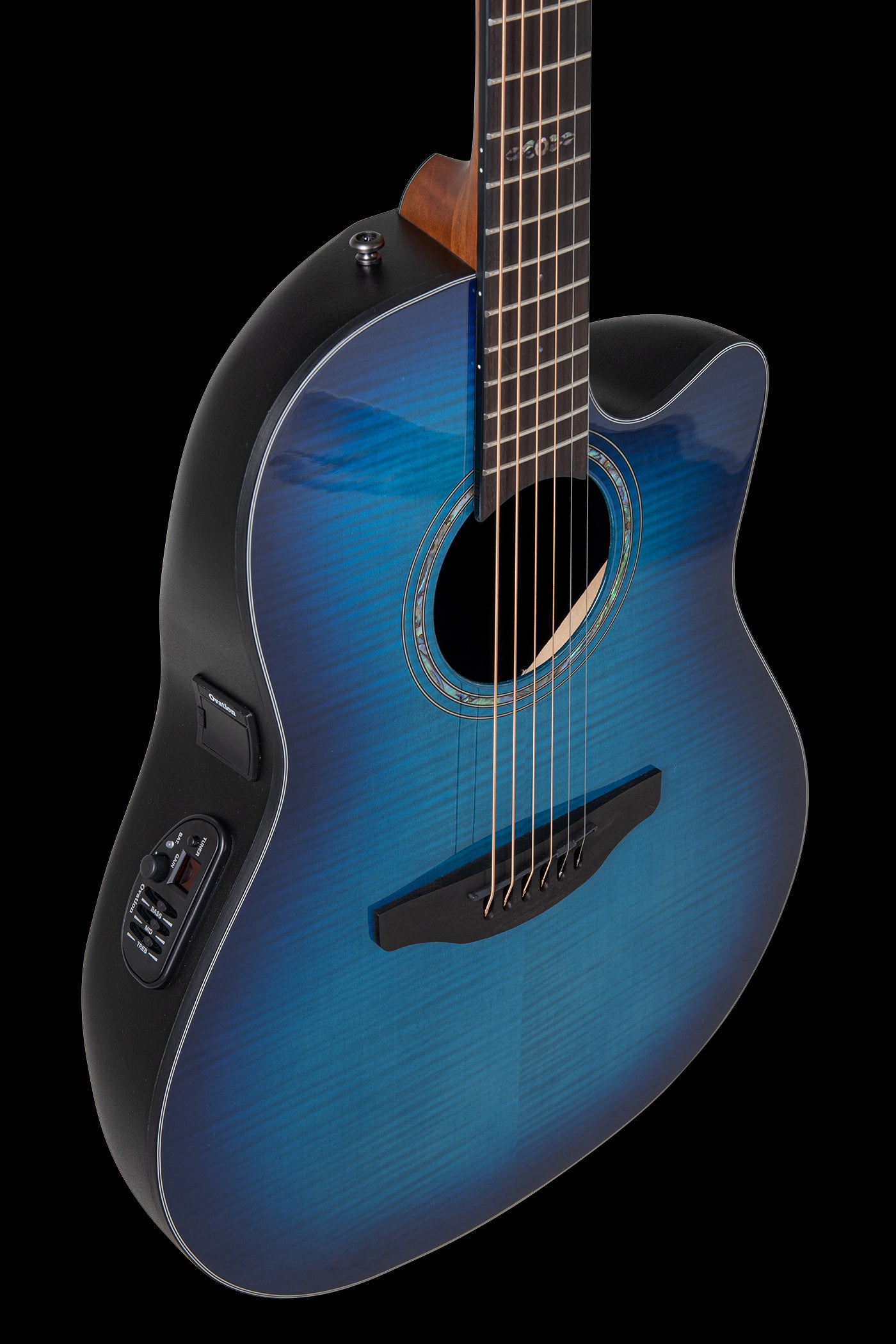 Ovation E-Acoustic Guitar Celebrity Standard Plus Mid Cutaway, Blue Flamed Maple