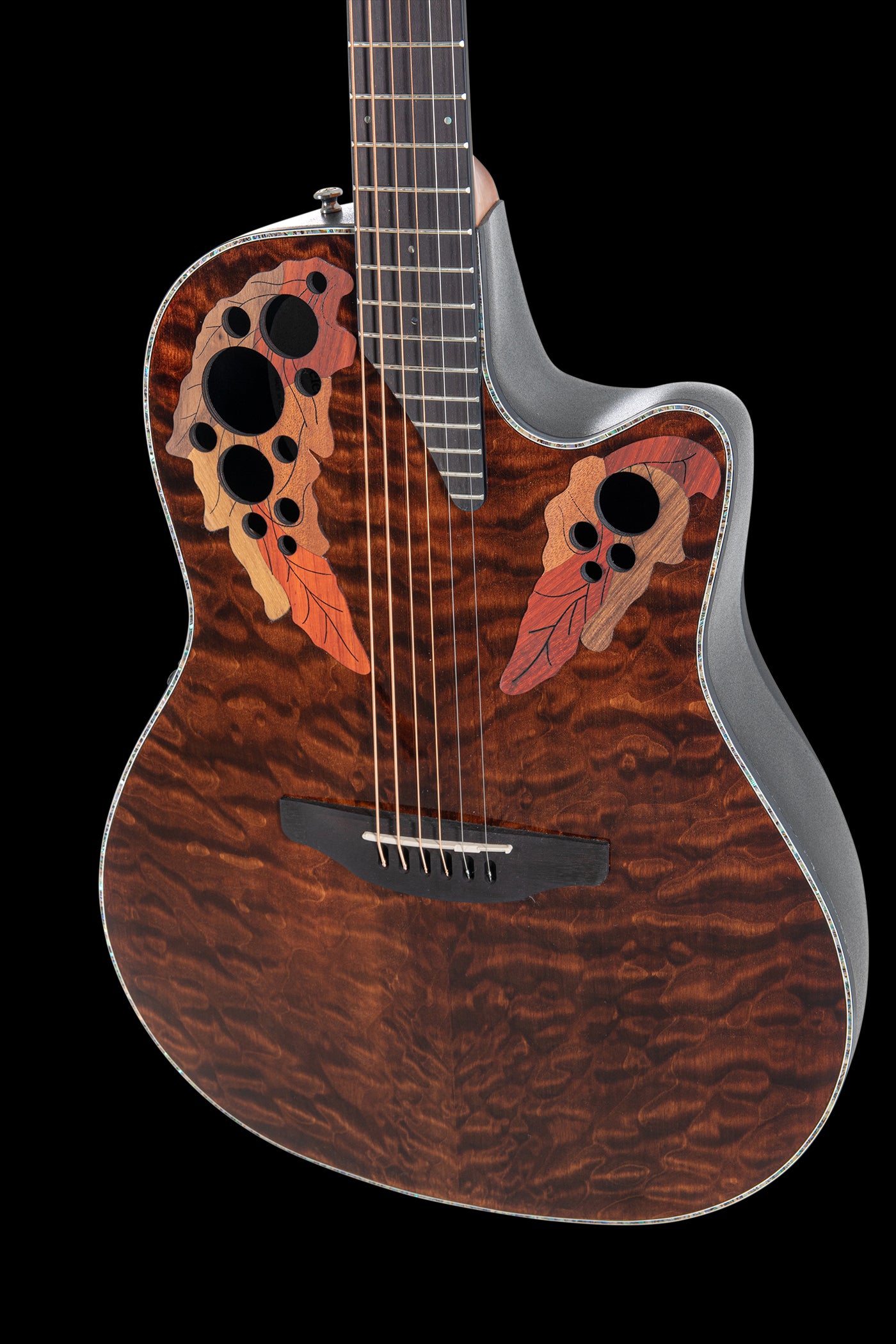 Ovation E-Acoustic Guitar Celebrity Elite Plus Mid Cutaway, Dark Tiger Eye