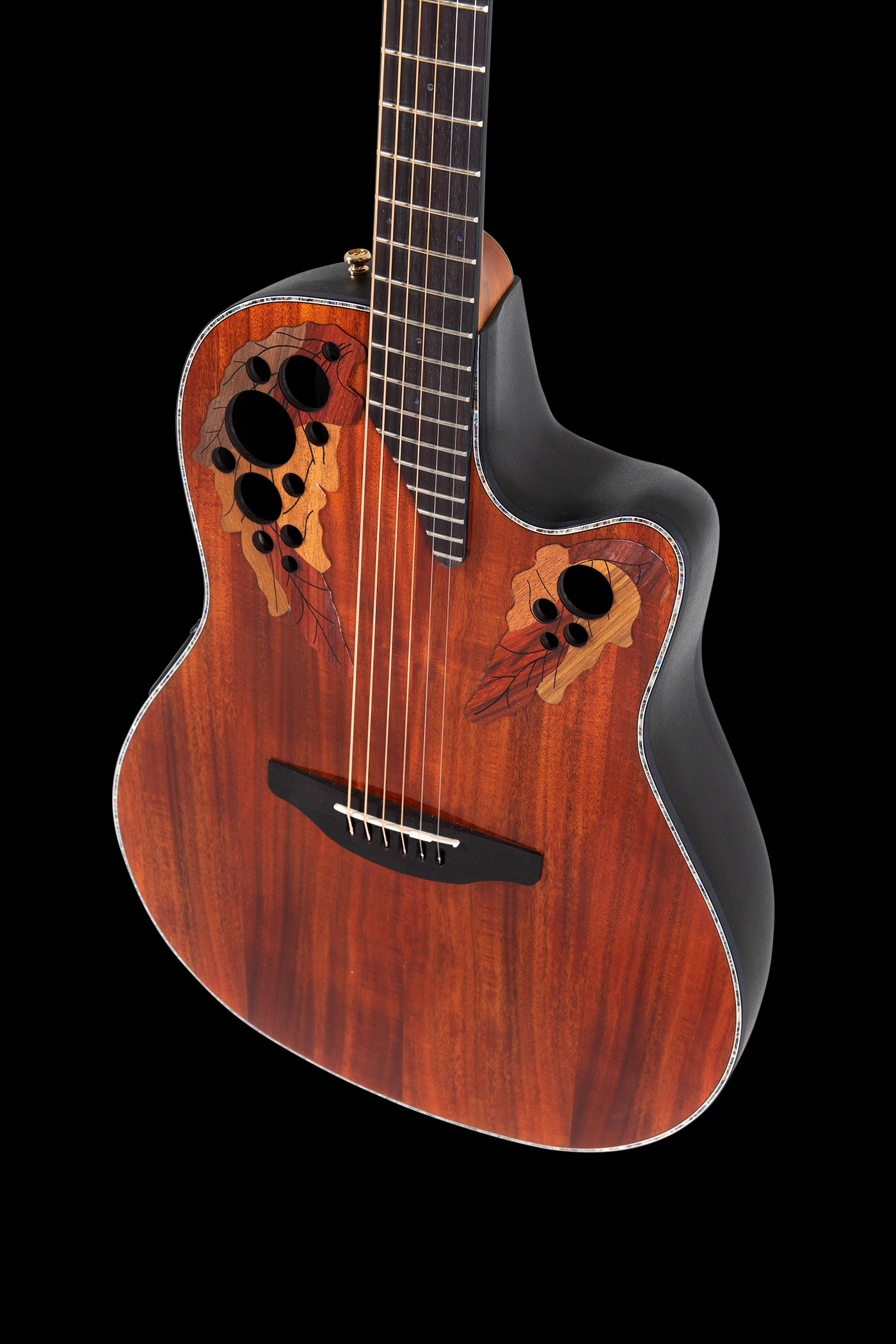 Ovation E-Acoustic Guitar Celebrity Elite Plus Mid Cutaway, Figured Koa