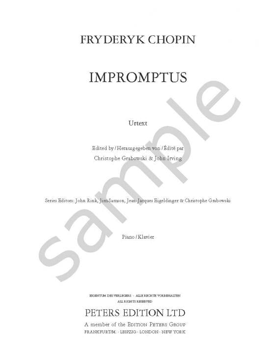 蕭邦 Chopin: Impromptus for Piano - Opp. 29, 36, 51, in C sharp minor, Urtext (The Complete Chopin)