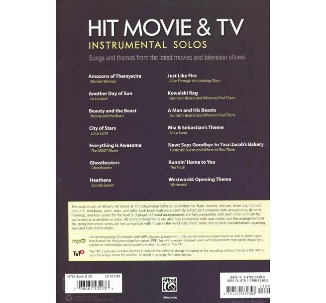 HIT MOVIE & TV Instrumetal Solos (Alto Saxophone) +CD 熱門電影與劇集中音薩克斯風譜附伴奏CD